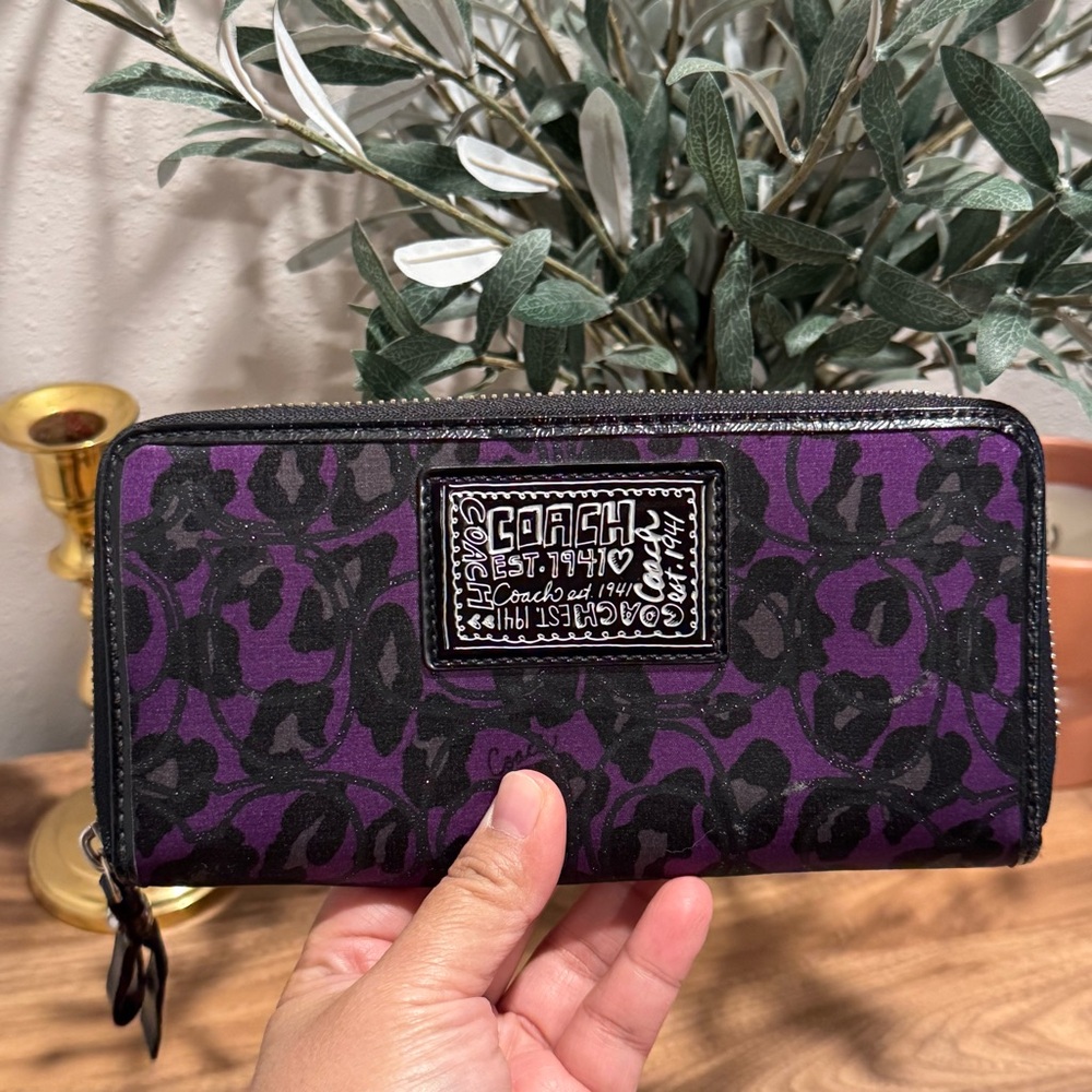 Poppy Coach Purple and Black Wallet